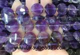 CIBS48 15 inches 15mm faceted coin amethyst beads wholesale CIBS48 15 inches 15mm faceted coin amethyst beads wholesale