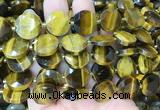 CIBS51 15 inches 15mm faceted coin yellow tiger eye beads wholesale CIBS51 15 inches 15mm faceted coin yellow tiger eye beads wholesale