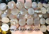 CIBS54 15 inches 15mm faceted coin moonstone beads wholesale CIBS54 15 inches 15mm faceted coin moonstone beads wholesale