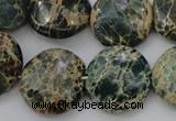 CIJ46 15.5 inches 20mm flat round impression jasper beads wholesale