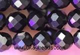 CJB200 15.5 inches 5mm faceted round jet beads wholesale