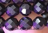 CJB201 15.5 inches 6mm faceted round jet beads wholesale