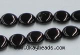 CJB21 16 inches 12mm flat round natural jet gemstone beads wholesale