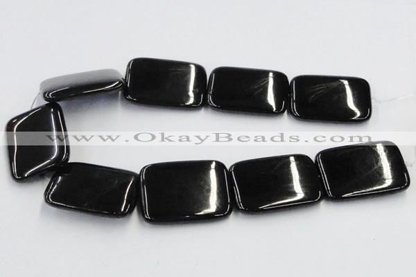 CJB28 16 inches 30*40mm rectangle natural jet gemstone beads wholesale