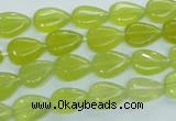 CKA112 15.5 inches 8*12mm flat teardrop Korean jade gemstone beads