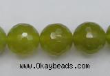 CKA221 15.5 inches 16mm faceted round Korean jade gemstone beads