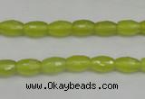 CKA225 15.5 inches 6*8mm faceted rice Korean jade gemstone beads