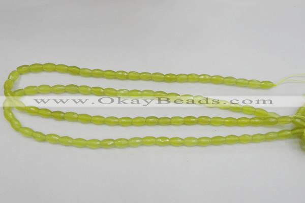 CKA225 15.5 inches 6*8mm faceted rice Korean jade gemstone beads