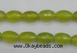 CKA226 15.5 inches 8*12mm faceted rice Korean jade gemstone beads