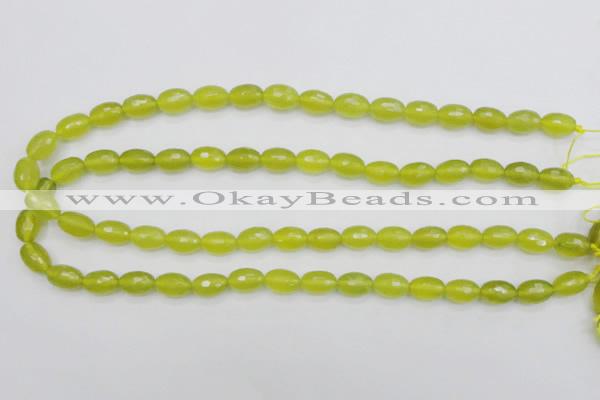 CKA226 15.5 inches 8*12mm faceted rice Korean jade gemstone beads