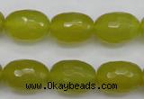 CKA227 15.5 inches 12*16mm faceted rice Korean jade gemstone beads