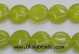 CKA237 15.5 inches 14mm flat round Korean jade gemstone beads