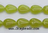 CKA255 15.5 inches 10*14mm flat teardrop Korean jade gemstone beads