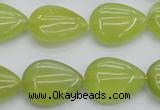 CKA257 15.5 inches 15*20mm flat teardrop Korean jade gemstone beads