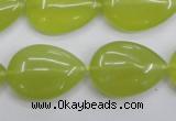 CKA258 15.5 inches 18*25mm flat teardrop Korean jade gemstone beads