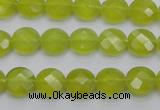 CKA265 15.5 inches 10mm faceted coin Korean jade gemstone beads