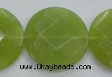 CKA268 15.5 inches 30mm faceted coin Korean jade gemstone beads