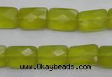 CKA280 15.5 inches 10*14mm faceted rectangle Korean jade gemstone beads