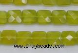 CKA285 15.5 inches 10*10mm faceted square Korean jade gemstone beads