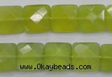 CKA286 15.5 inches 14*14mm faceted square Korean jade gemstone beads