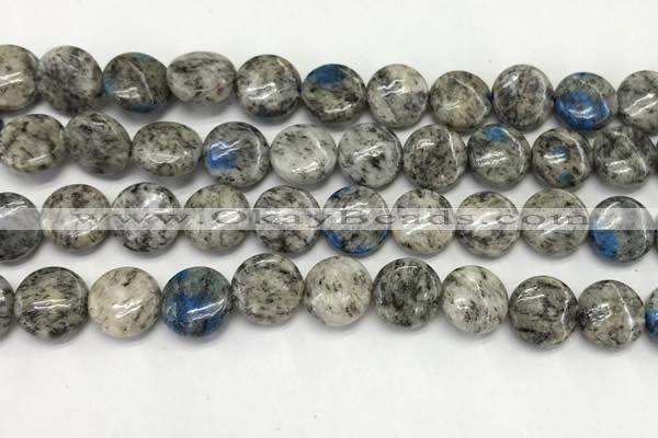 CKJ492 15.5 inches 10mm flat round natural k2 jasper beads