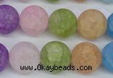 CKQ06 15.5 inches 14mm round matte dyed crackle quartz beads