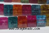 CKQ116 15.5 inches 10*10mm cube dyed crackle quartz beads