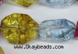 CKQ119 15.5 inches 16*26mm faceted nuggets dyed crackle quartz beads