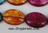 CKQ122 15.5 inches 20*30mm oval dyed crackle quartz beads