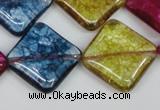 CKQ133 15.5 inches 25*25mm diamond dyed crackle quartz beads