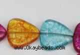 CKQ135 15.5 inches 20*20mm triangle dyed crackle quartz beads