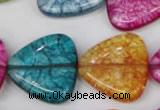 CKQ136 15.5 inches 25*25mm triangle dyed crackle quartz beads