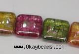 CKQ155 15.5 inches 20*20mm square AB-color crackle quartz beads