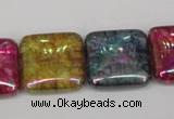 CKQ156 15.5 inches 25*25mm square AB-color crackle quartz beads