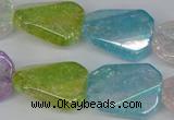 CKQ164 15.5 inches 18*25mm twisted rectangle AB-color crackle quartz beads