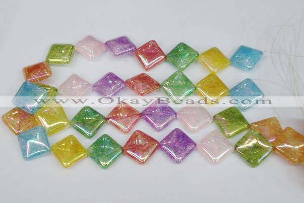 CKQ168 15.5 inches 25*25mm diamond AB-color crackle quartz beads