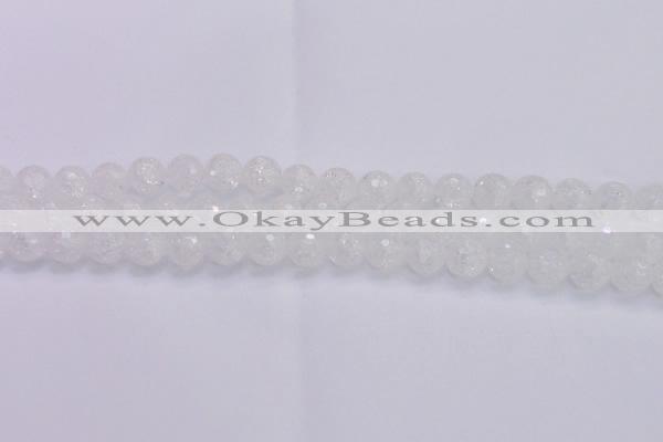 CKQ345 15.5 inches 10mm faceted round dyed crackle quartz beads