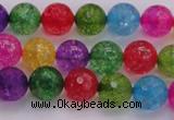 CKQ351 15.5 inches 8mm faceted round dyed crackle quartz beads