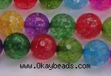 CKQ353 15.5 inches 12mm faceted round dyed crackle quartz beads