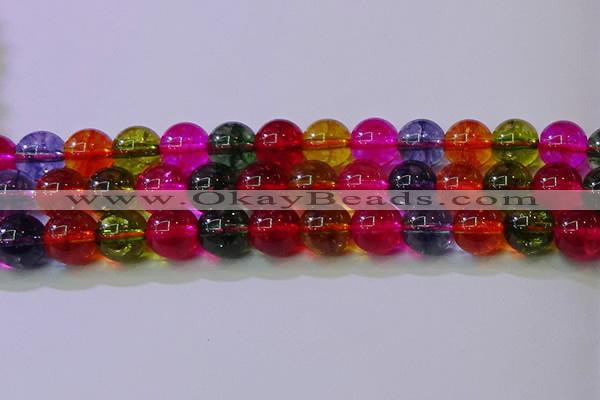 CKQ392 15.5 inches 8mm round dyed crackle quartz beads