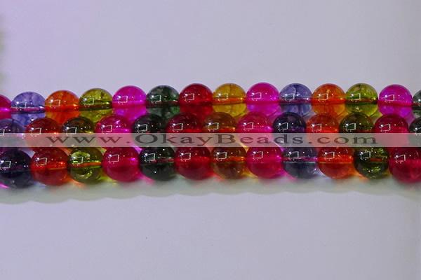 CKQ393 15.5 inches 10mm round dyed crackle quartz beads