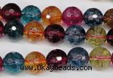 CKQ43 15.5 inches 10mm faceted round dyed crackle quartz beads