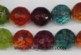 CKQ45 15.5 inches 14mm faceted round dyed crackle quartz beads