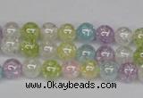 CKQ61 15.5 inches 6mm round AB-color dyed crackle quartz beads