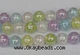 CKQ62 15.5 inches 8mm round AB-color dyed crackle quartz beads