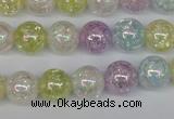 CKQ63 15.5 inches 10mm round AB-color dyed crackle quartz beads