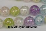 CKQ65 15.5 inches 14mm round AB-color dyed crackle quartz beads