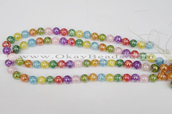 CKQ73 15.5 inches 10mm round AB-color dyed crackle quartz beads