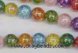 CKQ74 15.5 inches 12mm round AB-color dyed crackle quartz beads