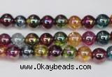 CKQ81 15.5 inches 6mm round AB-color dyed crackle quartz beads